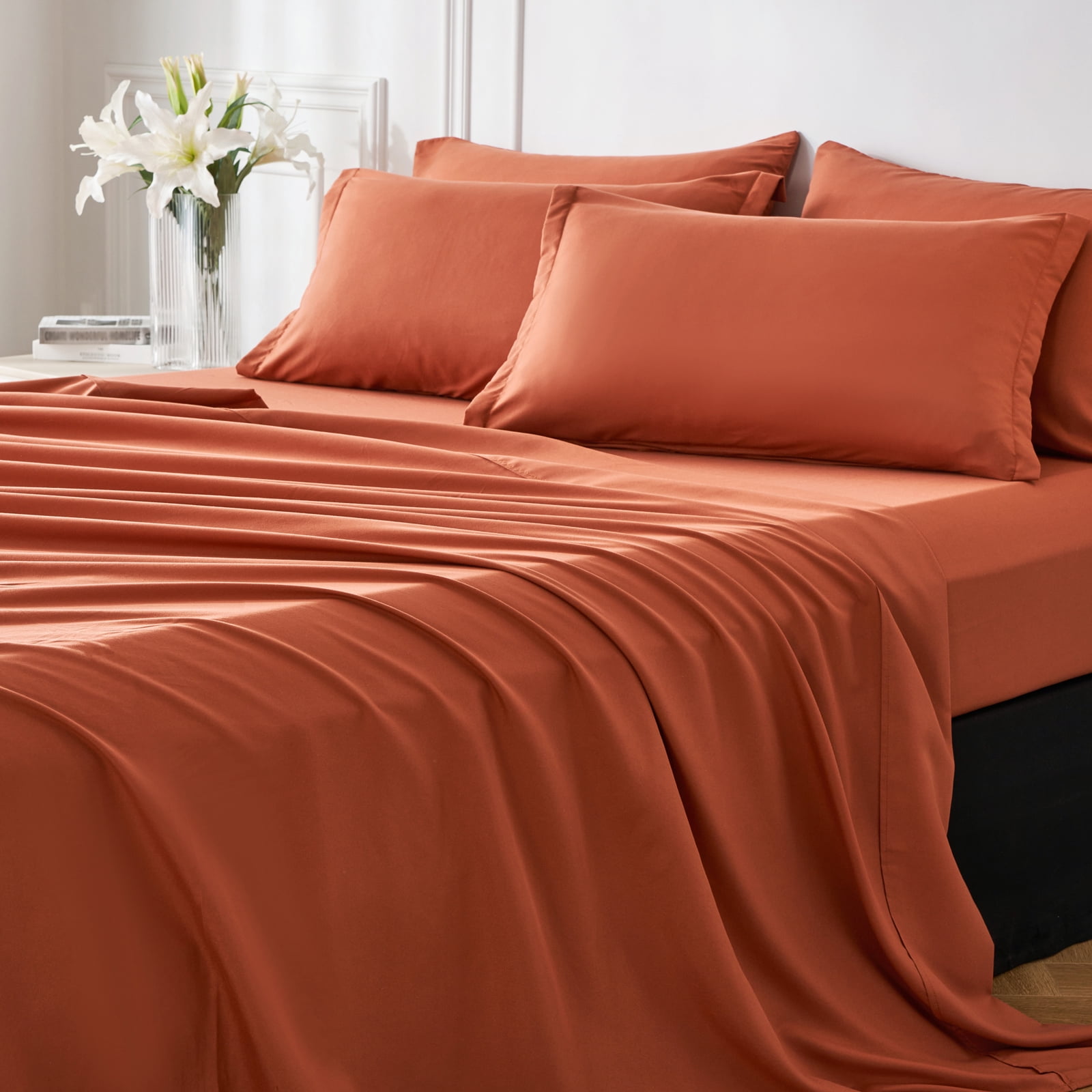 Davulos Comforter Set Twin Size 5 Pieces ,Bed in a Bag All Season Bedding Comforter Sets,Burnt Orange