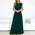 thumbnail image 6 of JOANKDMI Flowy Dresses for Women Elegant Maxi Crewneck Sleeveless Smocked Waist Pleated A-Line Formal Gown Flattering Vintage Party Dress for Wedding Guest, 6 of 8