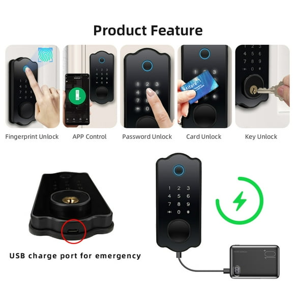 Intelligent Remote Control Door Lock, Multiple Unlocking Methods Fingerprint Door Lock with Touchscreen Keypad for Home Apartment