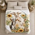 thumbnail image 5 of Three Goats Behind Rustic Fence Sunflowers Watercolor Farm, Cozy Friendship Quote Scene, Warm Flannel Blanket for Living Room and Reading Nook, Art Lovers Friendship Gift, Artistic Home Decor, 5 of 9