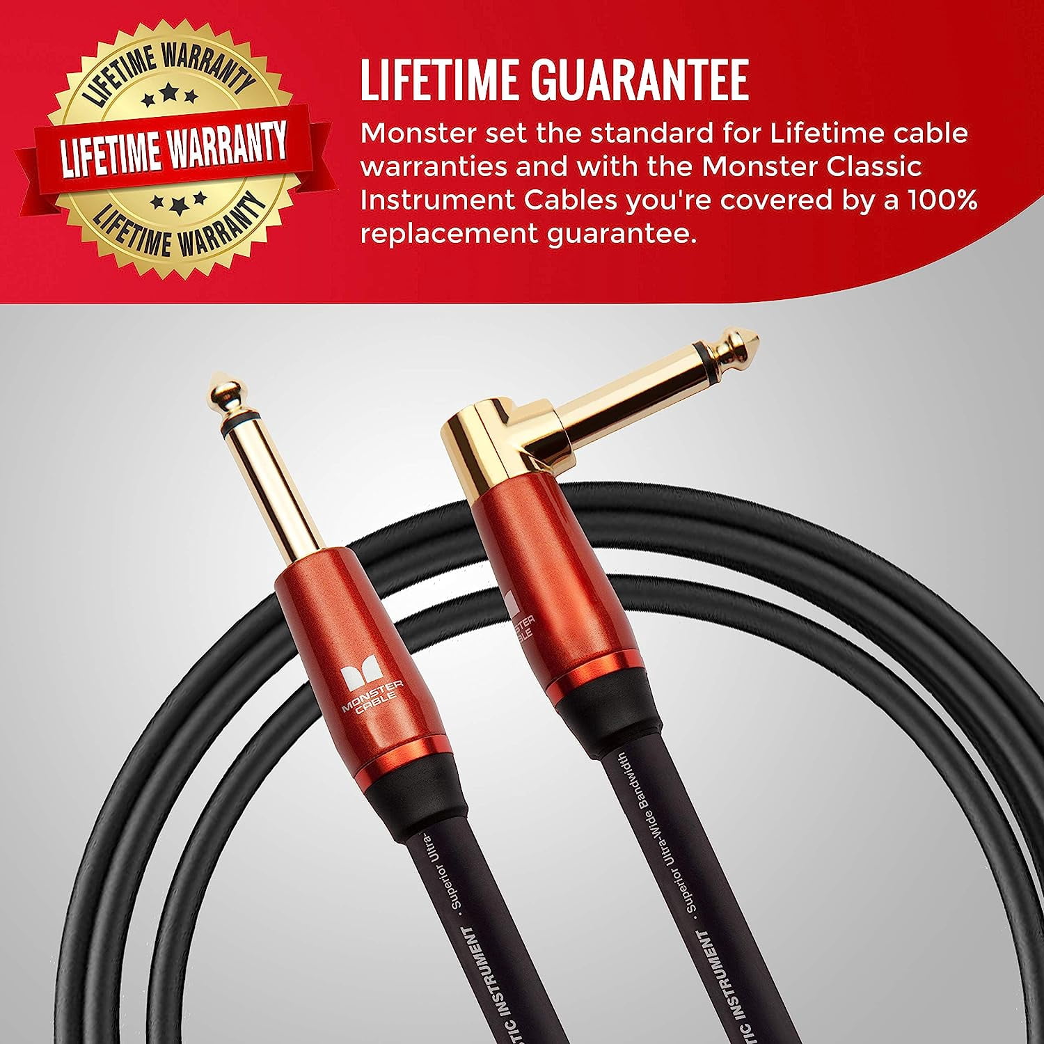 Monster Prolink Acoustic Instrument Cable, 21ft - Right Angle to Straight Connector