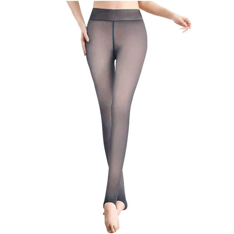 Fleece Lined Tights Sheer Women - Fake Translucent Warm Pantyhose Leggings  