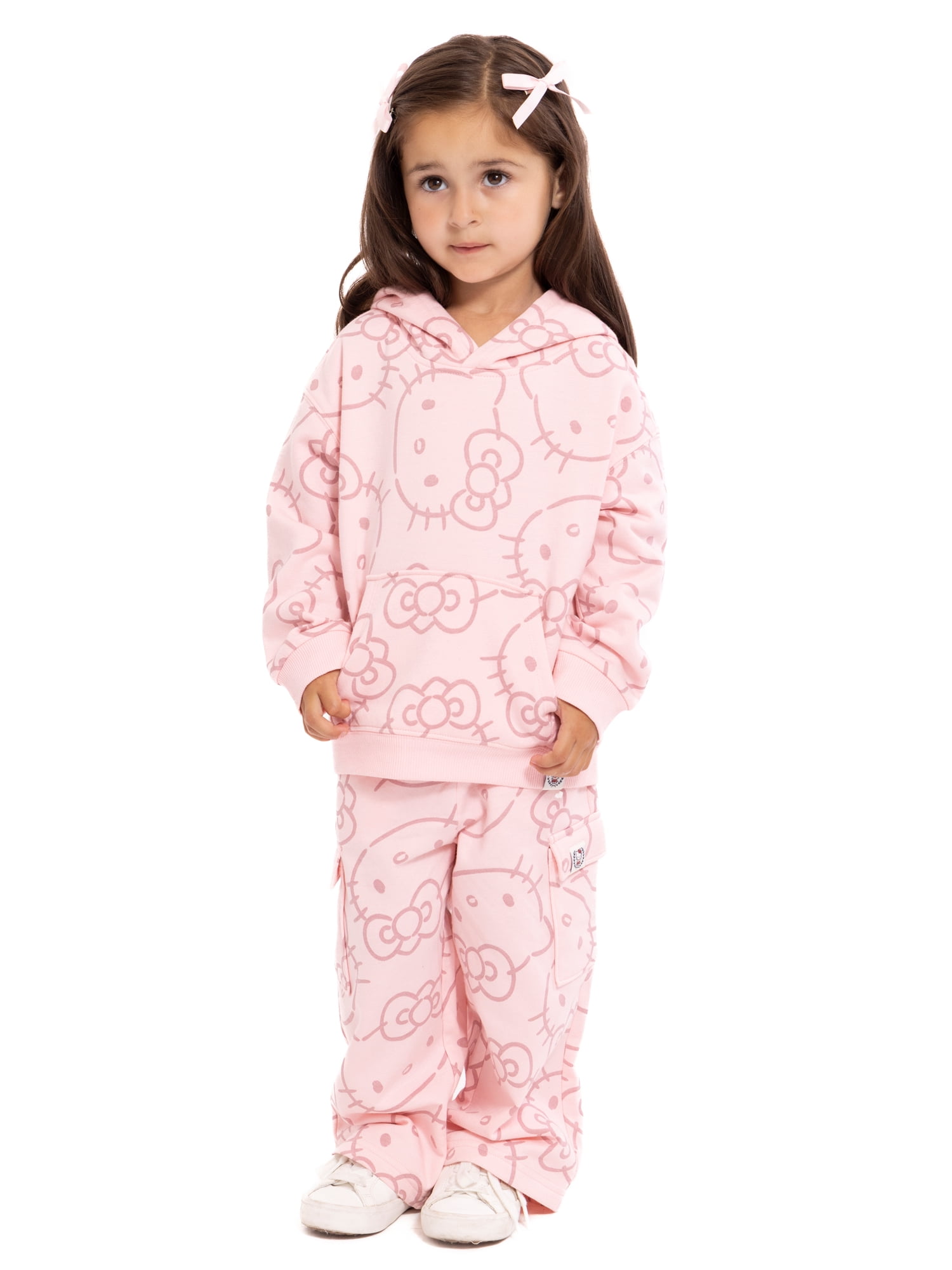 Wonder Nation Hello Kitty Baby and Toddler Girls Graphic Fleece Cargo Pants, Sizes 12M-3T