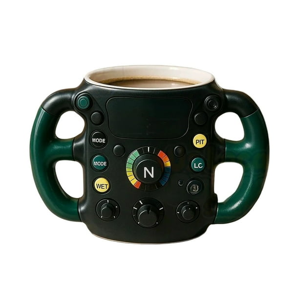 Taza de acero inoxidable de resina con forma de volante