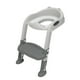 thumbnail image 1 of Asiento de plástico con taburete y escalera antideslizante con asa y almohadilla suave, silla plegable para ir al baño para niños pequeños, niños y bebés. Gris y blanco, 1 of 9
