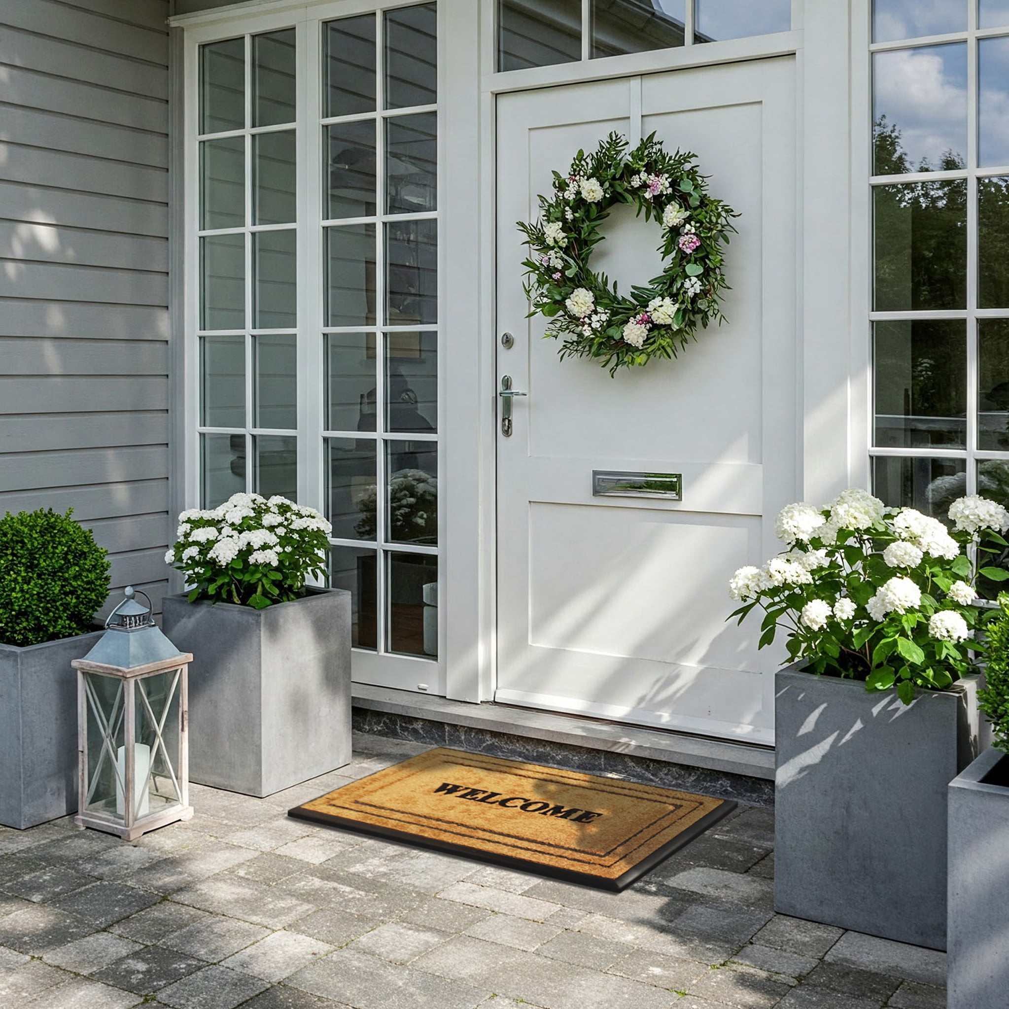 A1 Home Collections Natural Coir & Rubber Door Mat, Long-Lasting Entrance Doormats for Front Door, Thick & Non-Slip Durable Outdoor Entry Mat 18" x 32"