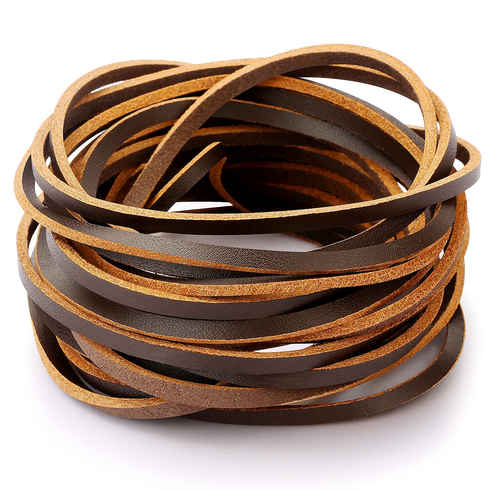 LolliBeads (TM) 3mm Flat Genuine Leather Strip Cord Braiding String Dark  Brown Espresso (5 Yards) 3mm_5yards Flat_dark_brown