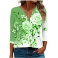 thumbnail image 2 of WXLWZYWL Women's Fashion Printed T-shirt 3/4 Sleeves Blouse V-Neck Casual Tops, 2 of 5