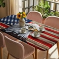 thumbnail image 3 of American Flag Table Cloths for 4 Foot Rectangle Tables, Eagle Blue Red USA Flag Vintage Patio Waterproof Elastic Fitted Tablecloths, Washable Rectangular Table Cover for Camping, 3 of 8