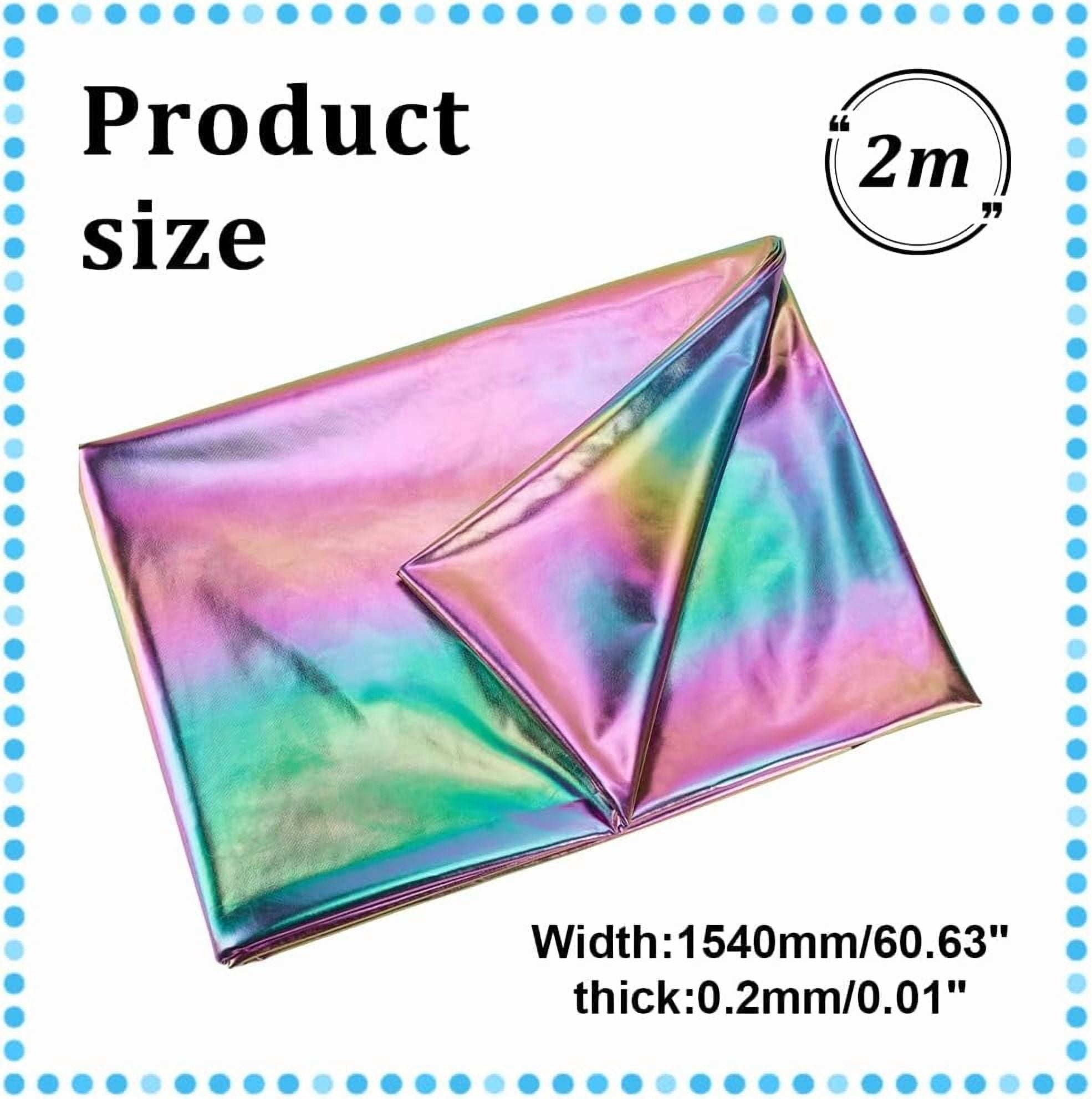 2.19 Yards Metallic Foil Lame Spandex Fabric 60.63 Inch Wide Rainbow 4-Way Stretch Iridescent Hologram