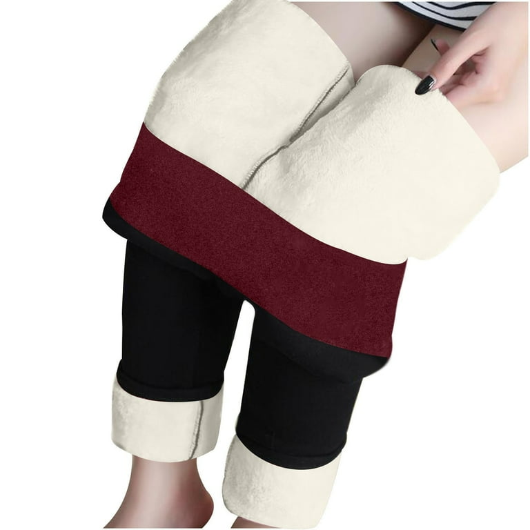 Fengqque Women s Soft Leggings to Keep Warm Solid Warm Tight Thick