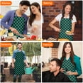 thumbnail image 7 of Teal and Black Checkerboard Pattern Apron-Garden Aprons for Women with Pockets-Cotton Linen Waterproof Kitchen Cooking Gardening Aprons Adjustable for Kitchen,Cooking,BBQ and Salon 33x27 Inch, 7 of 7