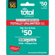 Total Wireless $50 Totally Unlimited 30-Day Prepaid Plan + 10GB of Mobile Hotspot + Int'l Calling & Cloud Storage e-Pin Top Up (Email Delivery)