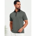 thumbnail image 4 of DARING DIVA Men's Zipper Closure Colorblock Short Sleeve Basic Polo Shirt L Dark Gray, 4 of 7
