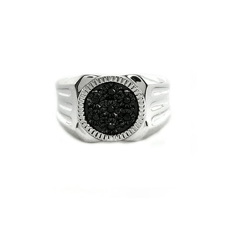 Men's Black Diamond Accent Circle Sterling Silver Ring