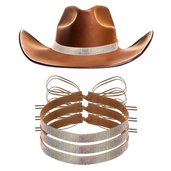 4 PCS Rhinestone Hat Band Cowboy Hat Bands Bling Hat Belt for Women Men Caps Cowboy Hat (Multicolor)