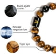 thumbnail image 3 of Initial Beaded Bracelet, Healing Gemstone Bracelet with Natural Tiger Eye&Black Onyx, Stress Relief Yoga Beads Adjustable Bracelet Bring Luck Prosperity Happiness for Men Women, 3 of 7