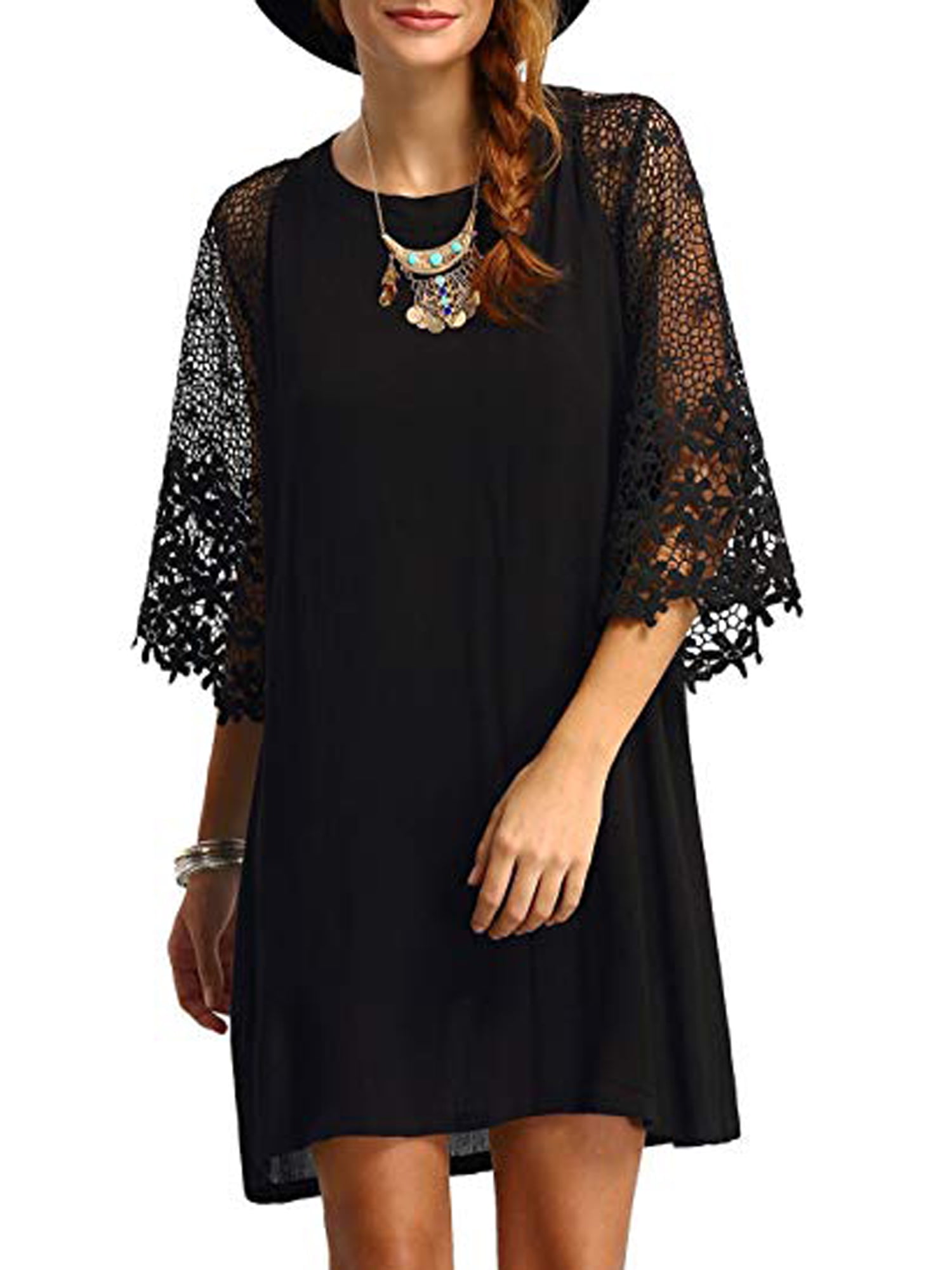 black chiffon tunic dress