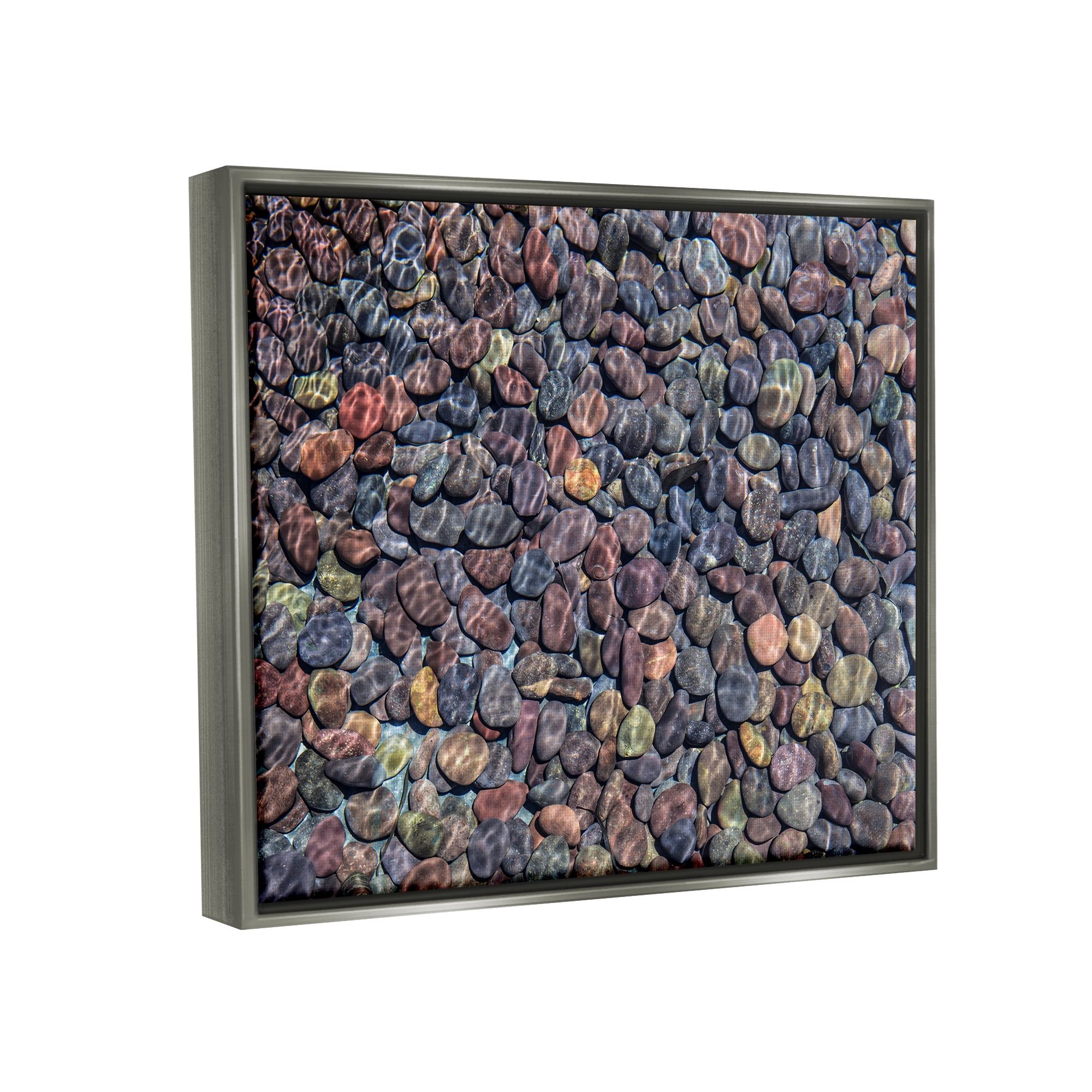 Stupell Ocean Ripples Underwater Pebbles Landscape Photography Gray Floater Framed Art Print Wall Art