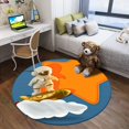 thumbnail image 1 of Alfombra redonda de dibujos animados para dormitorio de niños, tapete de piso de estilo lindo, suave, antideslizante, lavable, para gatear Fivean unisex, 1 of 2