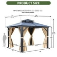 thumbnail image 3 of Dextrus 10x10ft Double Roof Hardtop Gazebo with Netting and Shaded Curtains, Outdoor Aluminum Frame Polycarbonate Canopy, Garden Tent for Patio, Backyard, Black&Brown, 3 of 9