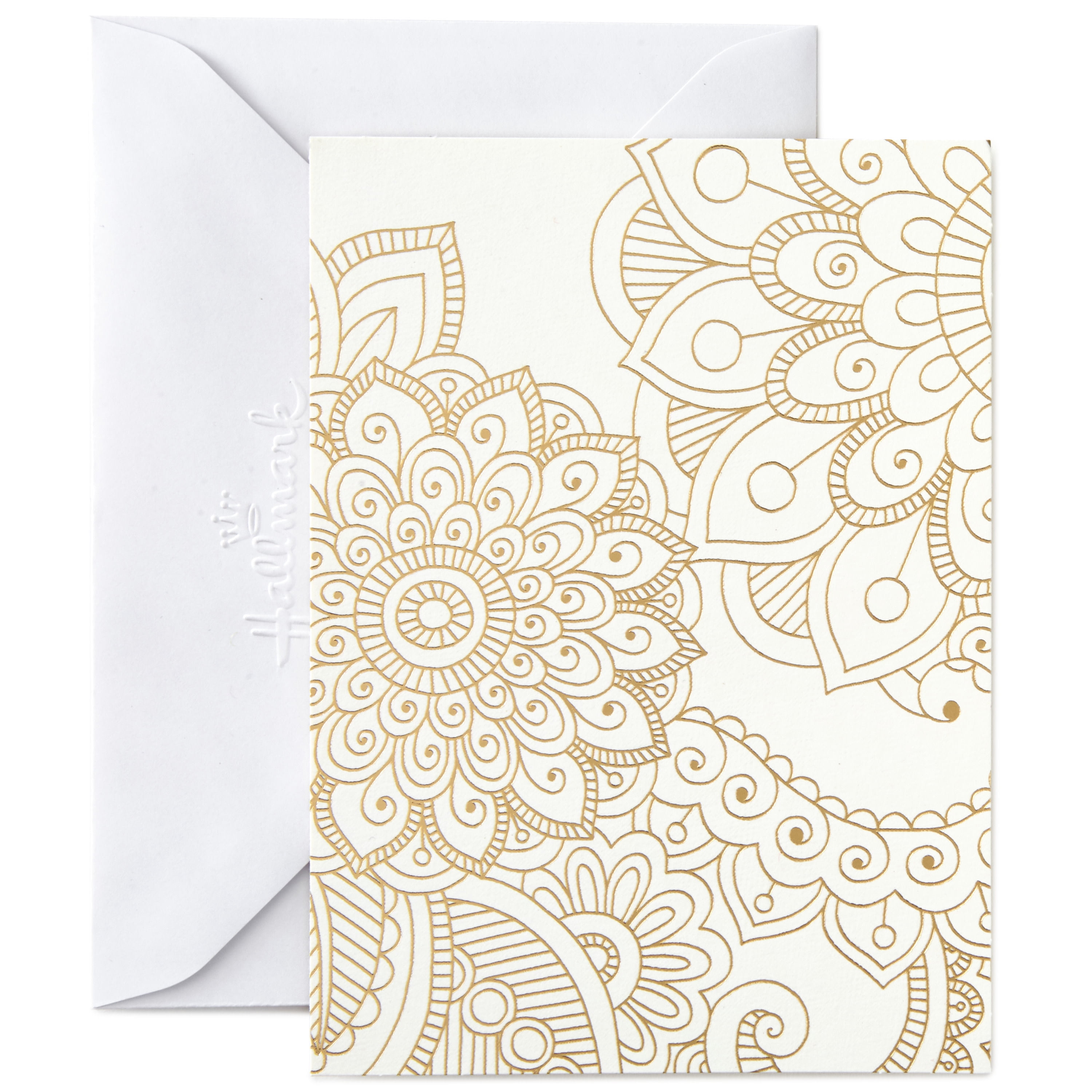 Hallmark Blank Notes (Gold Floral Mandala), 12 Count