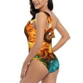 thumbnail image 6 of Daiia Deep Yellow Colorful Sunflower Women's One Piece Swimsuits Personalized One Shoulder Swimwear Asymmetric Ruffle Bathing Suits-XX-Large, 6 of 8
