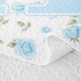 thumbnail image 5 of Feelyou Coquette Rose Letter Quilt King for Boys Girls, Cartoon Flower Bow King Coverlet Set, Blue, 3-Piece, 5 of 7