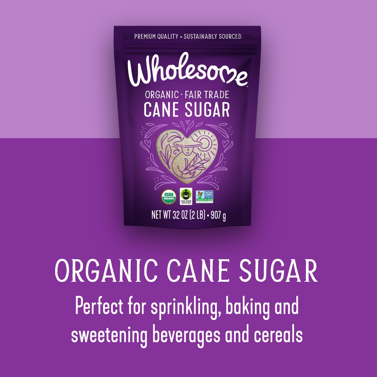 Wholesome Sugar Rainbow Pack, Cane, Light Brown, Dark Brown, Confectioners, Coconut & Raw Turbinado Bundle