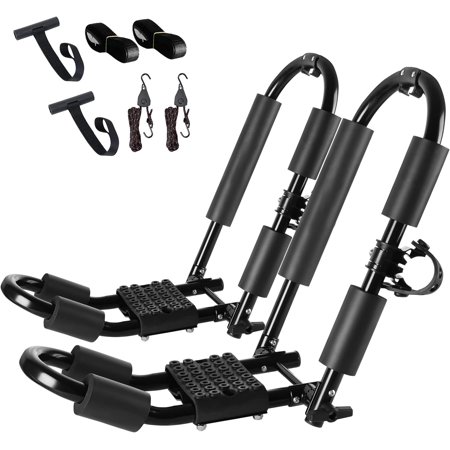Premium Kayak Roof Rack, 1 Pair J-Bar Roof Rack, Folding Adjustable Rack, Weight 80 LBS Heavy Duty Kayak Roof Carrier 1 Kayak, Canoe, SUV, Surfboard on SUV, Car and Truck Crossbar