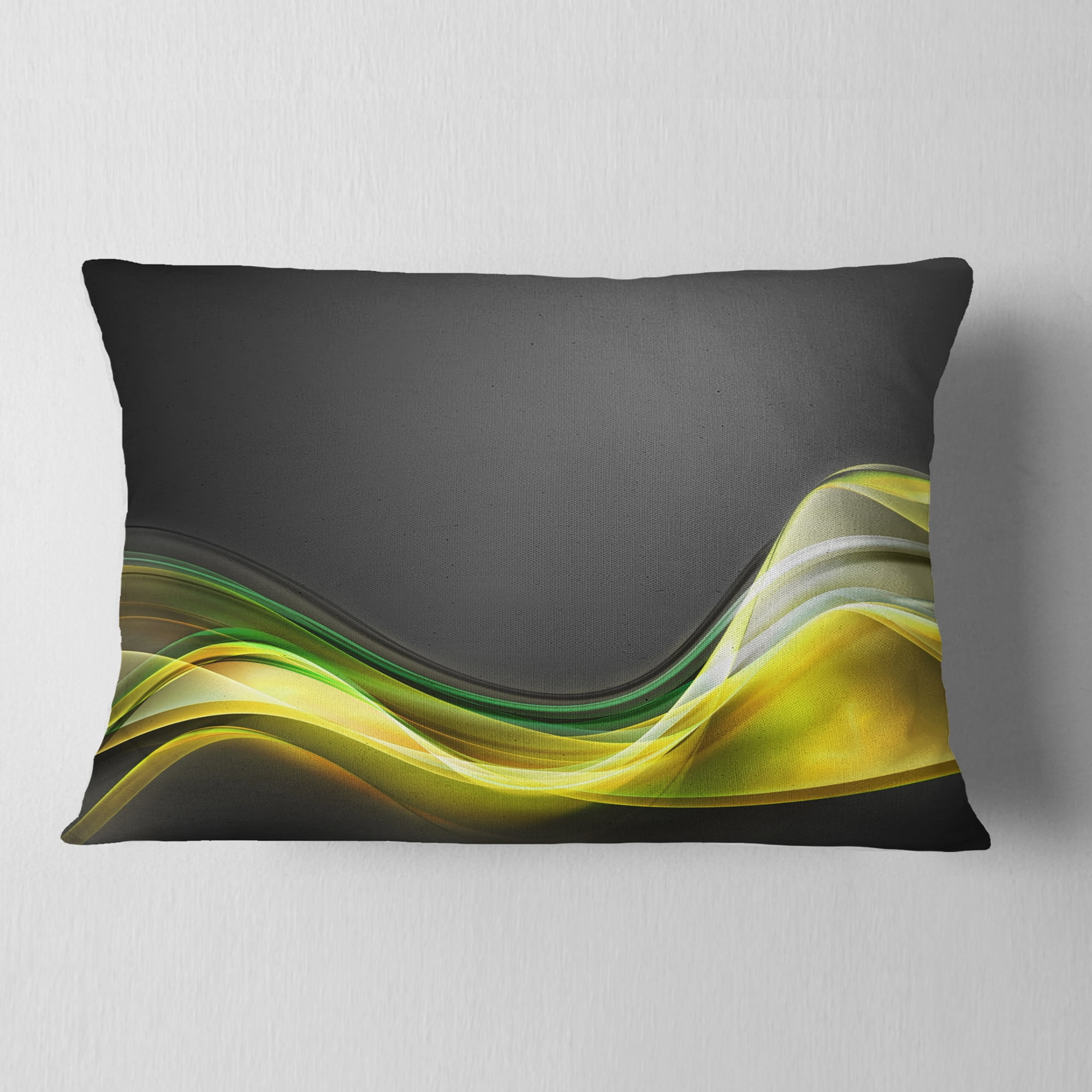 Designart Green Gold Texture Pattern - Abstract Throw Pillow - 12x20