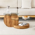 thumbnail image 2 of Modern Minimalist Tempered Glass Coffee Table,Transparent-Wood, 2 of 22