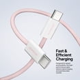thumbnail image 4 of Powertek Fashion USB-C to USB-C Cable 6ft Pink, 60W Fast Charging Type-C Braided Cable for iPhone 15 and Newer, Galaxy, iPad, Tablets & USB-C Devices, 4 of 8