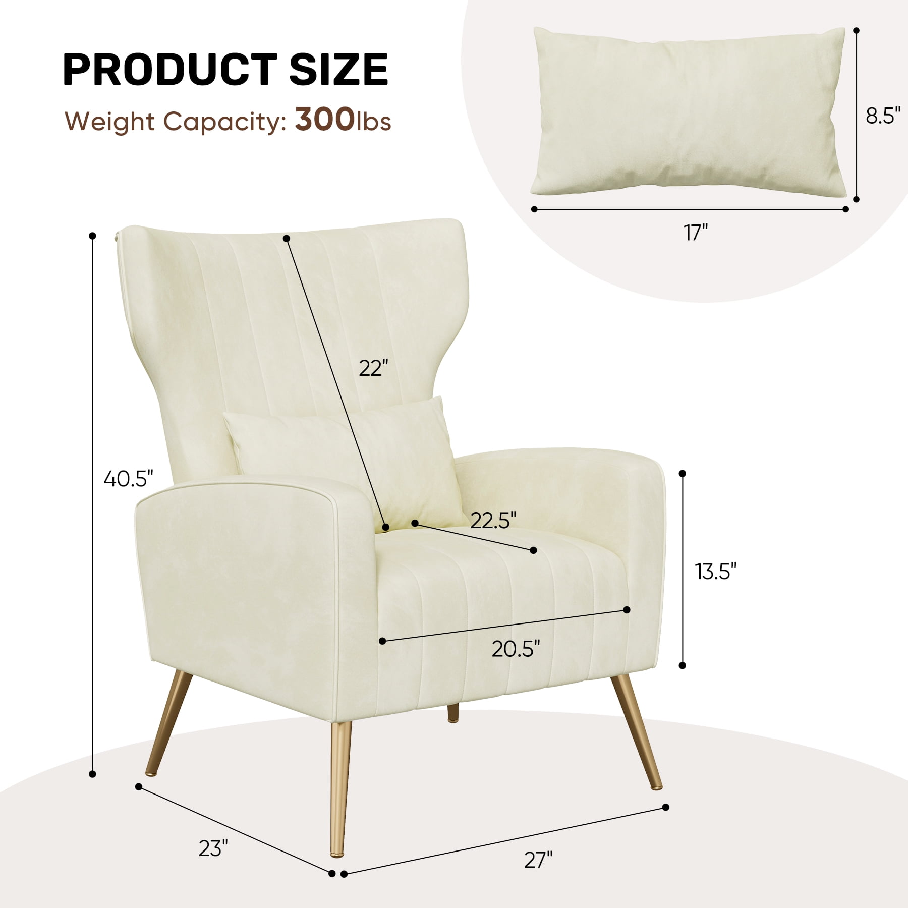 MOONMISS Velvet Accent Chair for Living Room, Modern Arm Chair with Pillow, Single Sofa Lounge Chair for Bedroom & Reading Room,Beige