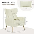 thumbnail image 3 of Hawsaiy Velvet Wingback Accent Chair with Golden Legs and Lumbar Pillow, High Back Upholstered Armchair for Living Room or Bedroom, Beige, 3 of 8