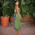 thumbnail image 3 of Color Patchwork Backless Tassel Mesh Maxi Party Dress Women See through, 3 of 7