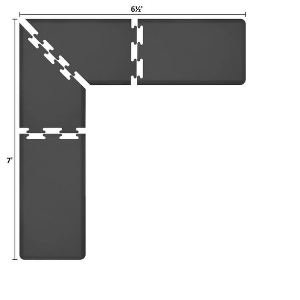 WellnessMats 3Piece Corner AntiFatigue Smooth Surface Floor Mat Set