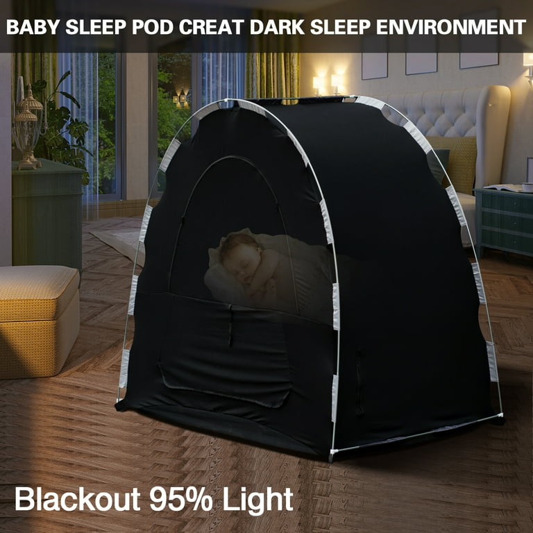 ZTOO Breathable Net Sleep Shade Cover Crib Blackout Cover Stretchable  Breathable Crib Canopy Cover Portable Baby Bed Blackout Tent Safety Compact