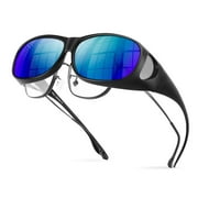 Polarized Over Glasses Anti-Glare UV 400 Protection for Men Women - Wrap Around Sunglasses/Fit-Over Prescription - Suit for Driving/Fishing/Golf