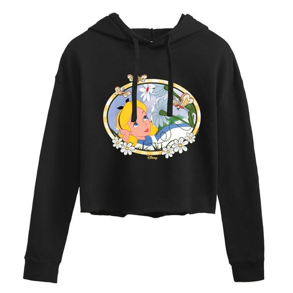 Disney - Alice In Wonderland - Alice Daisies - Juniors Cropped Pullover Hoodie