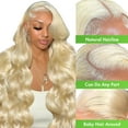 thumbnail image 2 of 22" 613 Lace Front Wig Human Hair, HD Lace, Body Wave Blonde Wig Human Hair, 2 of 2