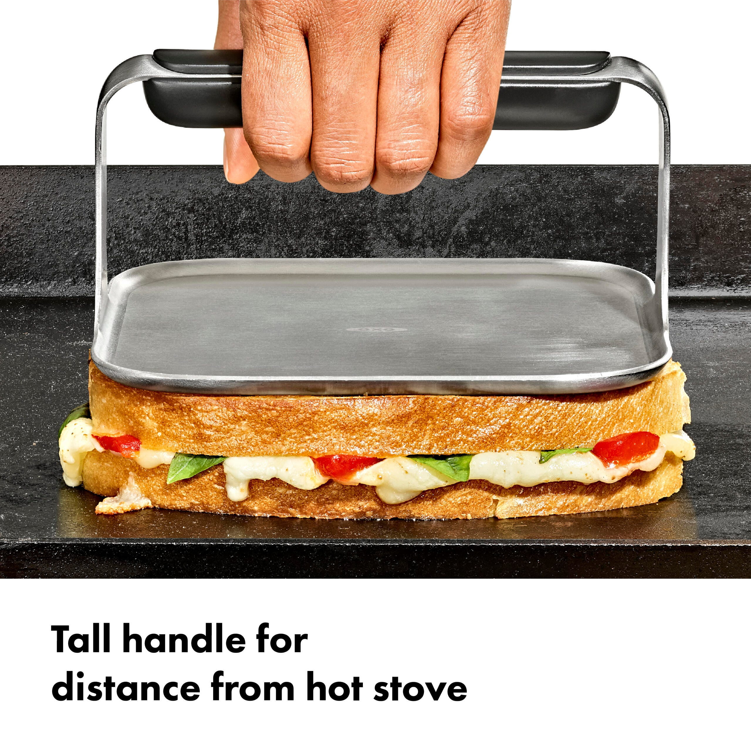 OXO Grilling Stainless Steel Burger Press, Heavy-Duty Smash Burger Press for Bacon, Sandwiches, Steaks and Griddle Cooking