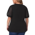 thumbnail image 4 of DARING DIVA Women's Plus Tops V Neck Puff Sleeve Blouse Shirt 3X Black, 4 of 6