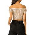thumbnail image 4 of Allegra K Women's  Metallic Shiny Party Off Shoulder Crop Top, 4 of 7