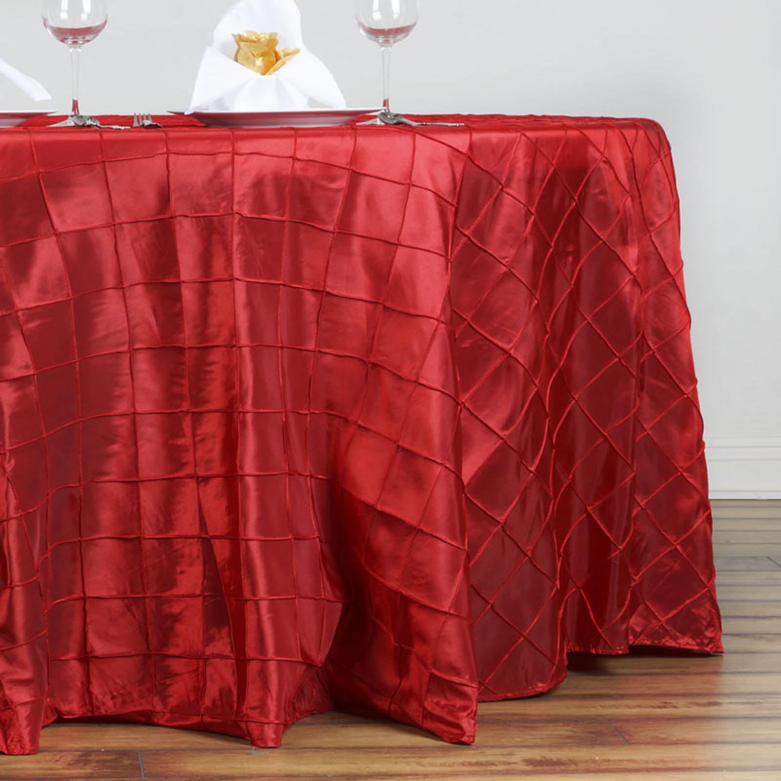 Efavormart Pintuck Tablecloths 132" Round for Kitchen Dining Catering