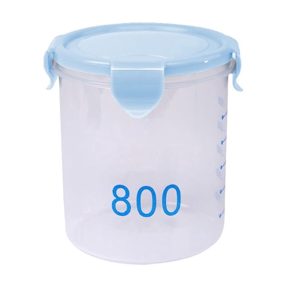 Graduated Round Storage Jars with Lids, Sealing Plastic Kitchen Canisters for Grains, Snacks, Yoghurt, and Food Storage - Durable and Stackable Design, Easy to Clean,Light Blue