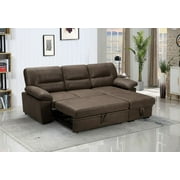 Ergode Kipling Saddle Brown Microfiber Reversible Sleeper Sectional Sofa Chaise