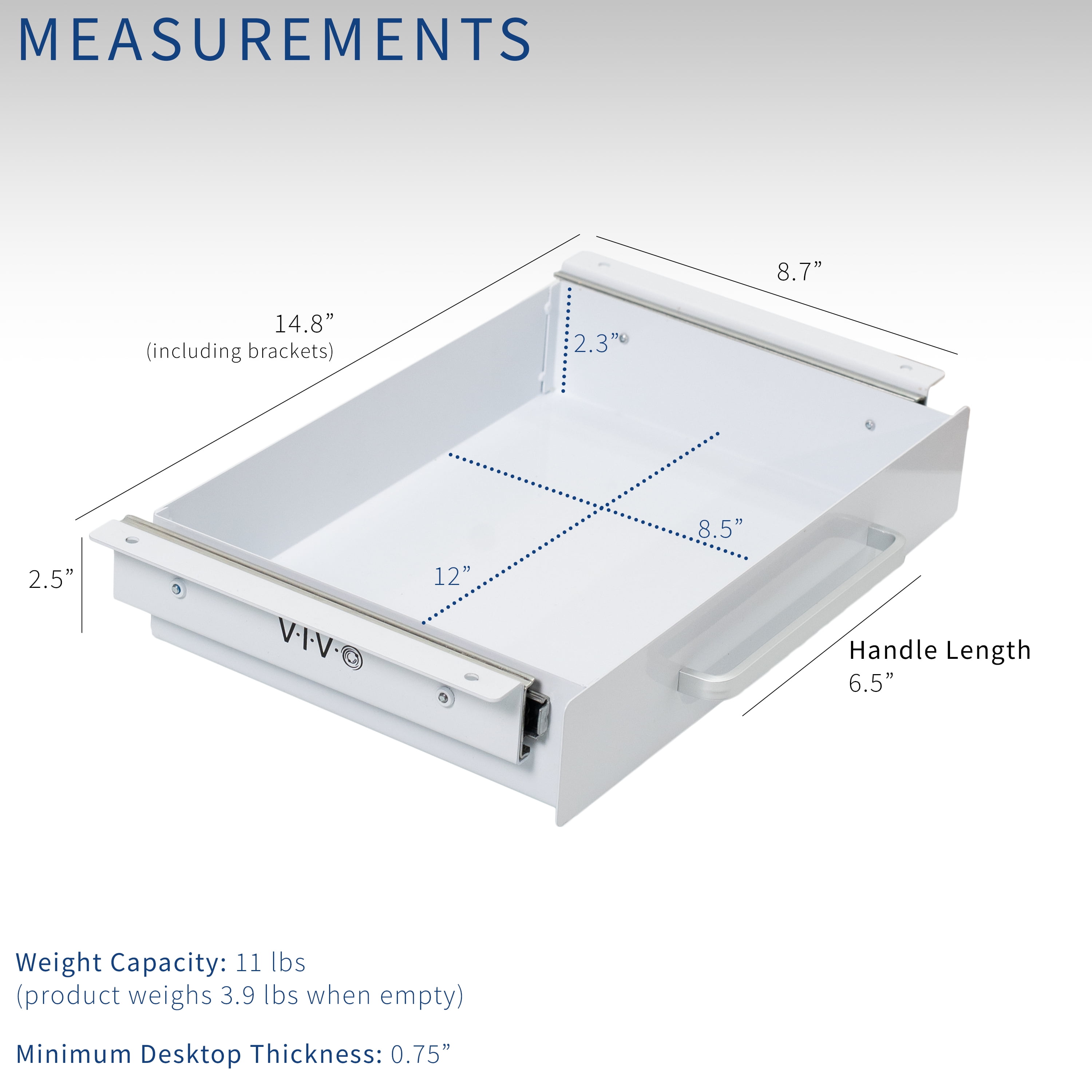 VIVO White Space Saver Sliding Under Desk Storage Drawer with Pull Handle
