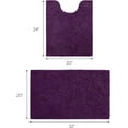 thumbnail image 3 of 2 Pieces Bathroom Rugs, Ultra Soft Non Slip Absorbent Chenille Toilet Bath Mat Set (Purple), 3 of 6