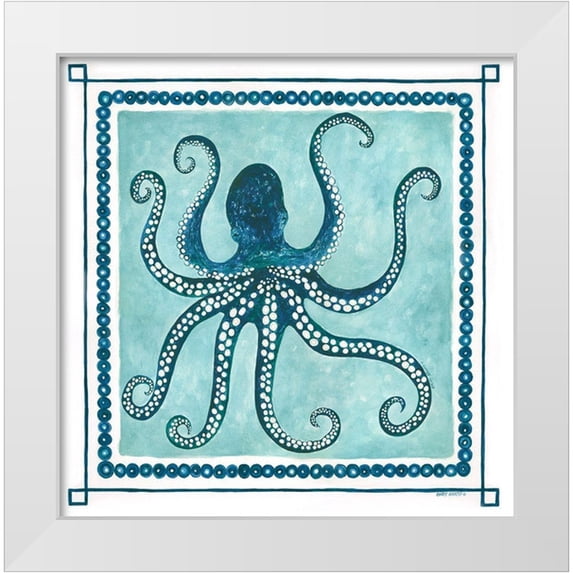 Shamp, Cindy 26x26 White Modern Wood Framed Museum Art Print Titled - Octopus I Frame